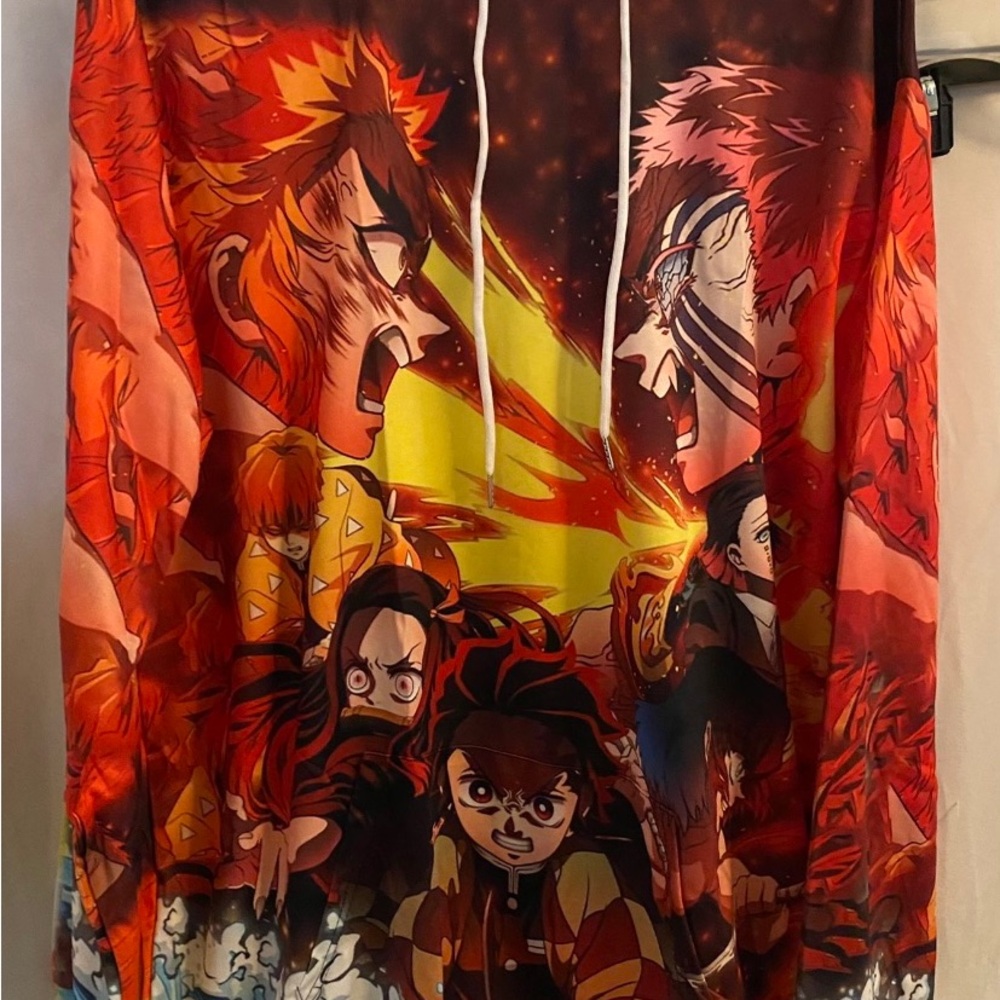 Anime Graphic Hoodie - Red and Yellow